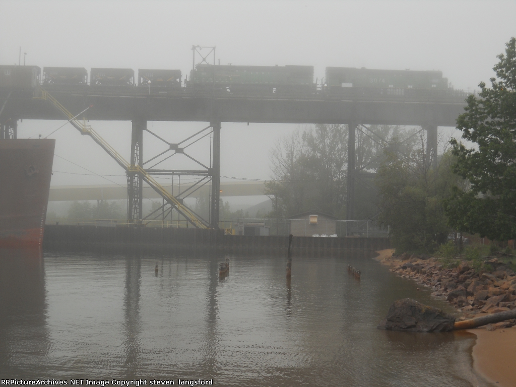 Working The Presque Isle Ore Dock In The Fog